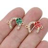5Pcs Gold Plated Crystal Clover Horseshoe Charm Connectors For Jewelry Making Bracelet Necklace Accessories Diy 22X15Mm