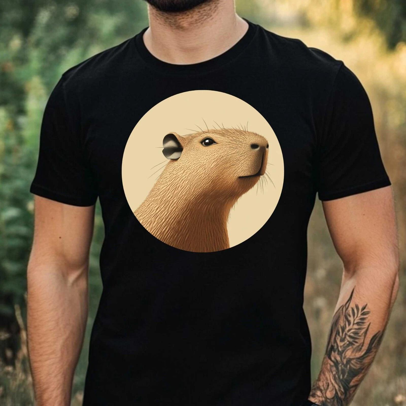 T-Shirt Herren Capybara im Mondlicht Motiv Baumwolle Größe XS bis 5XL S