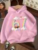 Kinder Süß Regenbogen Zahl 67 Aufdruck Hoodie Wolke Vogelnest Grafik Pullover Herbst Winter Fleece Warm Lässig Kapuzenpullover