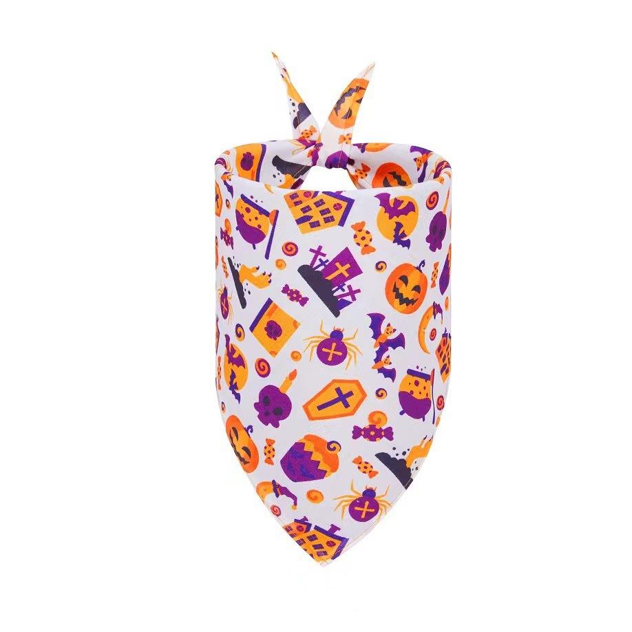 Halloween Pet Bandana Bib Polyester Triangle Scarf for Cats Dogs Fashion Accessory Holiday Costume Dress Up