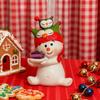 Christmas Snowman Figurine Mini 3" Resin Sitting Snowman Tabletop Decoration for Home Desk Shelf Fireplace Mantle Winter Holiday Party Supplies