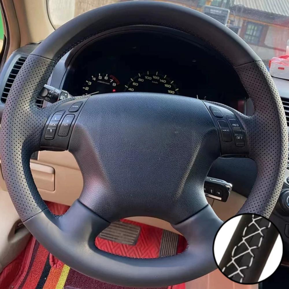 Hand-stitched Black Microfiber Leather 2003-2007 Odyssey 2005-2010 Steering Wheel Cover For Honda Accord 7 Car Accessories
