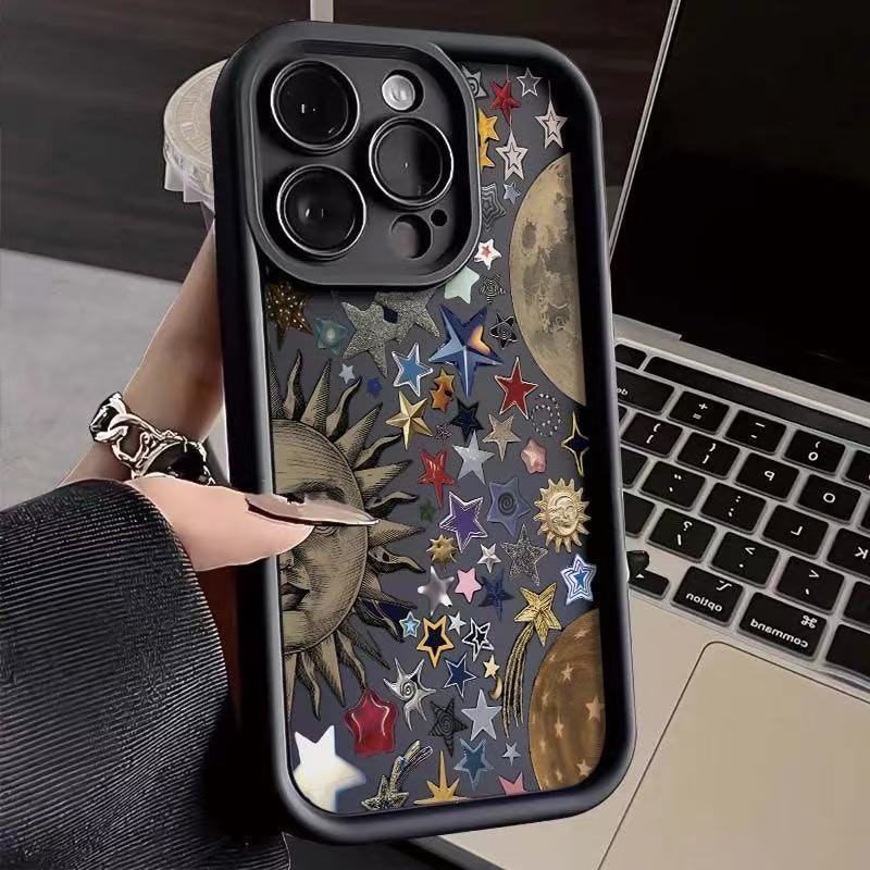 Personalized Star and Moon Applicable Iphone16pro Mobile Phone Case Apple 15 Europe, America and 14 Foreign Trade 13promax New 12x