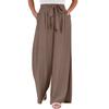Womens Wide Leg Palazzo Pants High Waisted Adjustable Tie Knot Flowy Trousers Casual Loose Pant With Pockets
