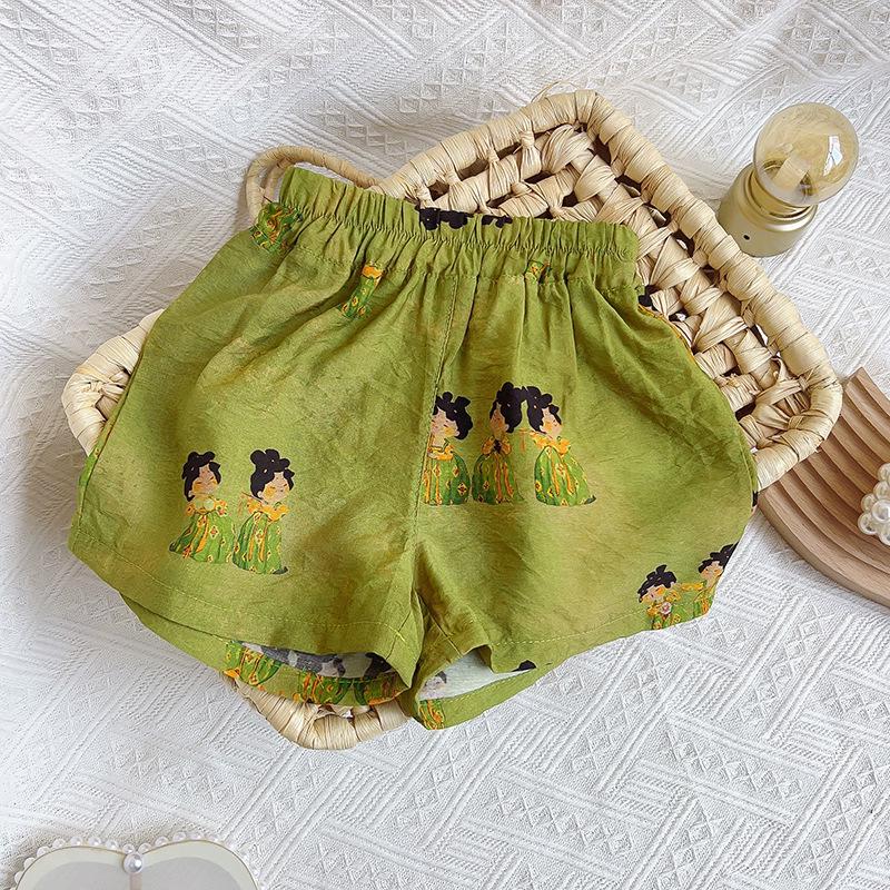 Girls' Chinese-Style Camisole and Shorts Set - Summer Collection