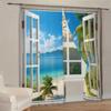 Beach Scenery Printed Curtain for Home Decor - Rod Pocket Window Treatment for Bedroom   Kitchen   Living Room
