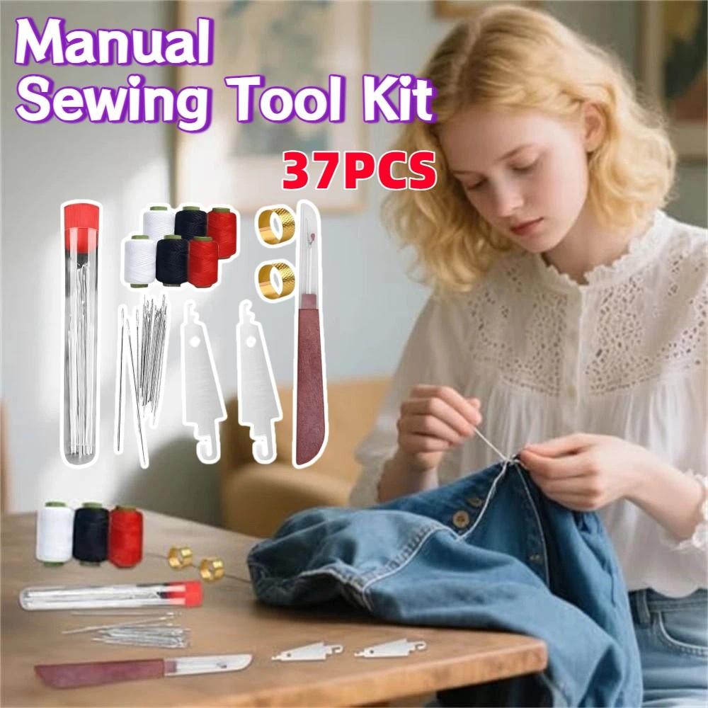 37PCS Large Eye Steel Sewing Needles Kit Stainless Steel Manual Sewing Tool Kit  Household