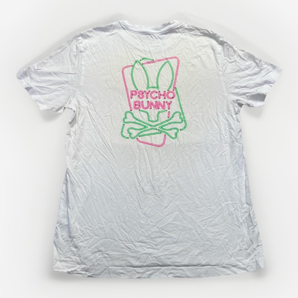 Psycho Bunny Shirt Men’s L 6 Claude Graphic Tee White Neon Sign Logo XL