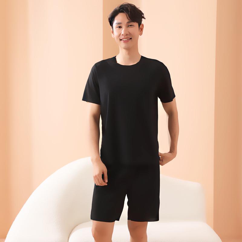 

Youth Summer Ice Silk Couple s Pajama Set - Casual Home Wear with a Cooling Effect, Solid Color, Good Drape, for Men and Women. XXXL