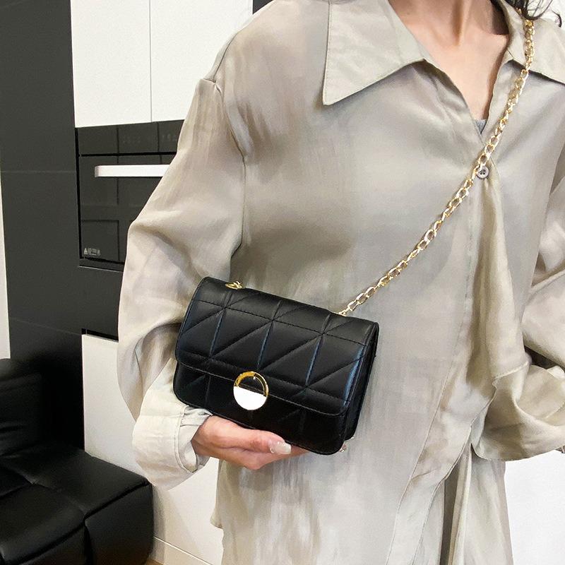 Premium Texture Commuter Chain Small Square Bag Women's Bag Summer New Solid Color Diamond Casual Shoulder Messenger Bag