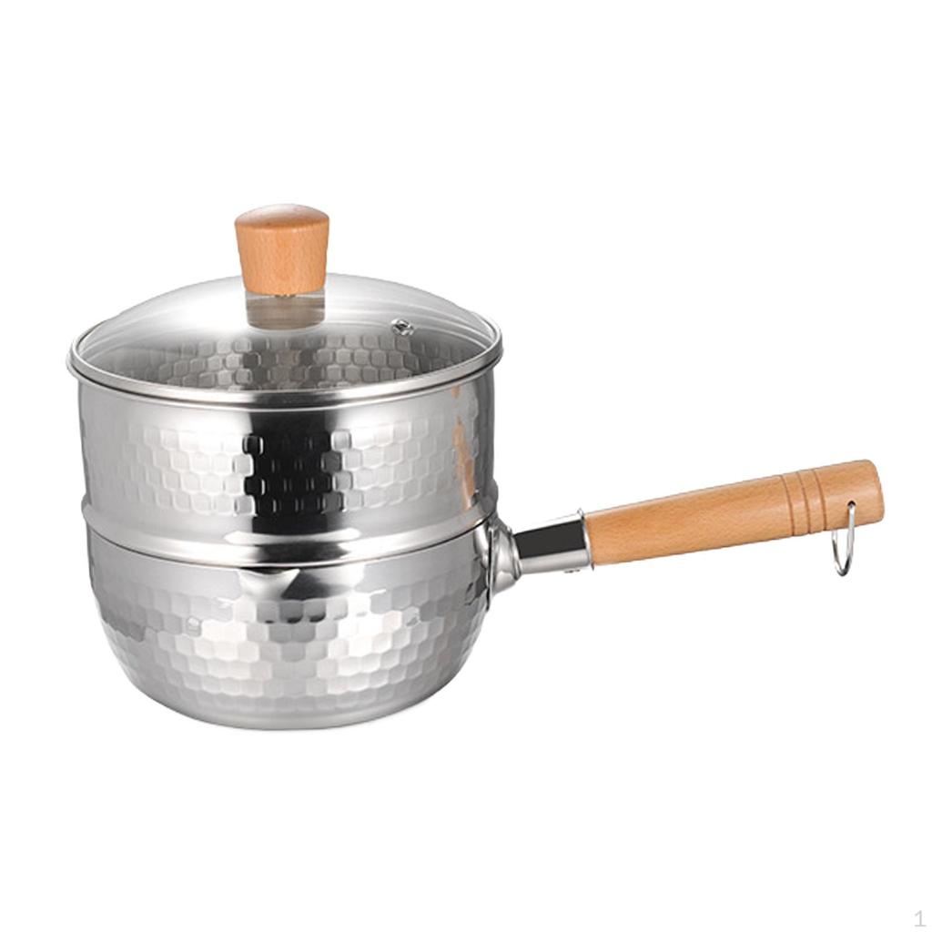 Buttermilchwärmer Stieltopf Langer Griff mit Dampfeinsatz und Deckel Suppentopf für Restaurant