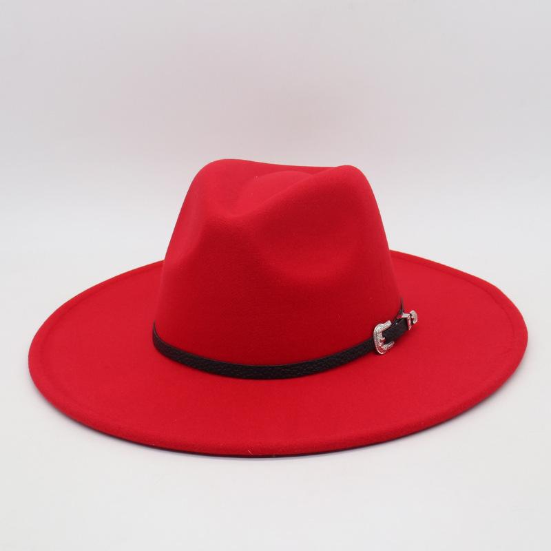 Flat Edge Jazz Hat, Men'S And Women'S Felt Hat, European And American Hat 9.5 Large Brim, High-End Hat, Elegant Foreign Trade Cross-Border Top Hat