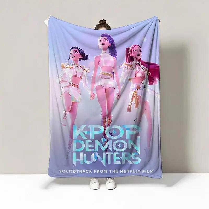K-Pop D-emon H-unters Anime flannel blanket, soft and comfortable, suitable for home travel party gifts