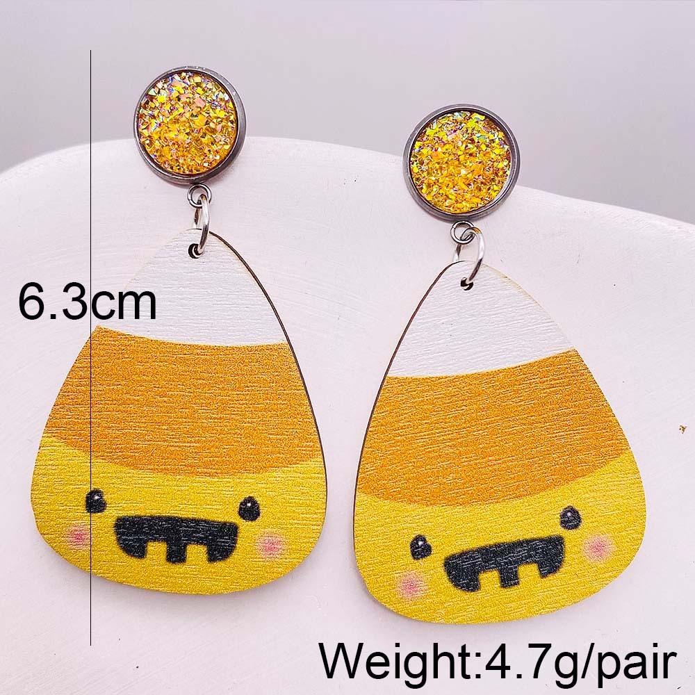 Nové dřevěné náušnice k pavučinovým náušnicím s lebkou Halloween Pumpkin Forest