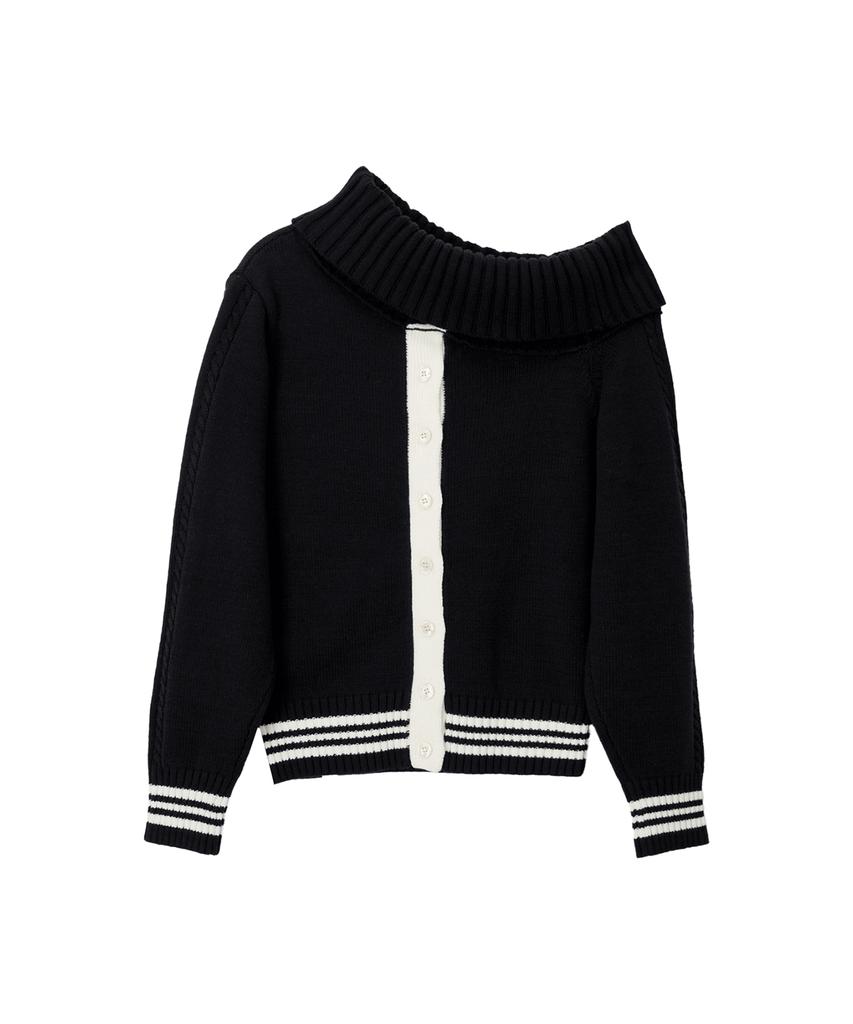 Biteoseljeu Sally Asymmetrical Off-Shoulder Knit - Black
