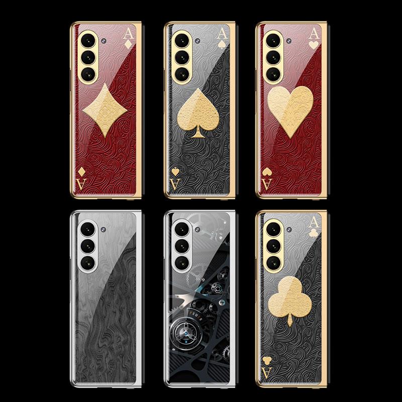 Luksusowe Platerowane Etui Pełne Pokrycie dla Samsunga Galaxy Z Fold 7 6 5 Fold5 Malowane Szkło Hartowane Odporne na Wstrząsy Ochronne Etui na Telefon