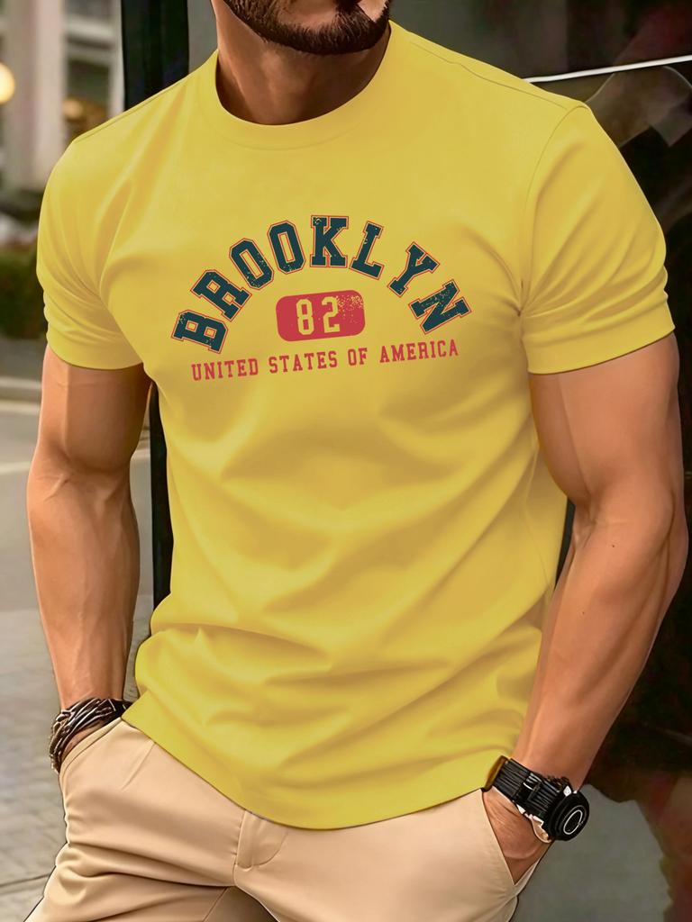 Usa Brooklyn 82 United Print Men TShirts Summer ONeck Retro T Shirt Cotton Loose Short Sleeve Basics Street Fashion Sportswear