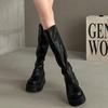 Fashion temperament niche design thick-soled heightening boots women's autumn and winter new simple and versatile high boots