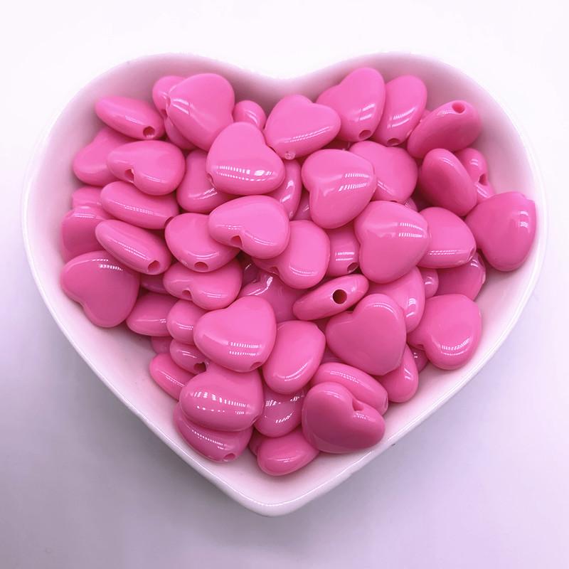 30pcs/lot 12mm 14mm Colourful Heart Shape Acrylic Loose Spacer Beads for Jewelry Making DIY Accessories