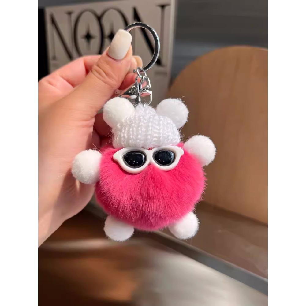 Pufos Păr de Iepure Rex Mică Minge de Cărbune Pandantiv pentru Geantă Geantă de Școală Păpușă cu Ochi Urâți Pandantiv Păpușă de Desene Animate Breloc Auto