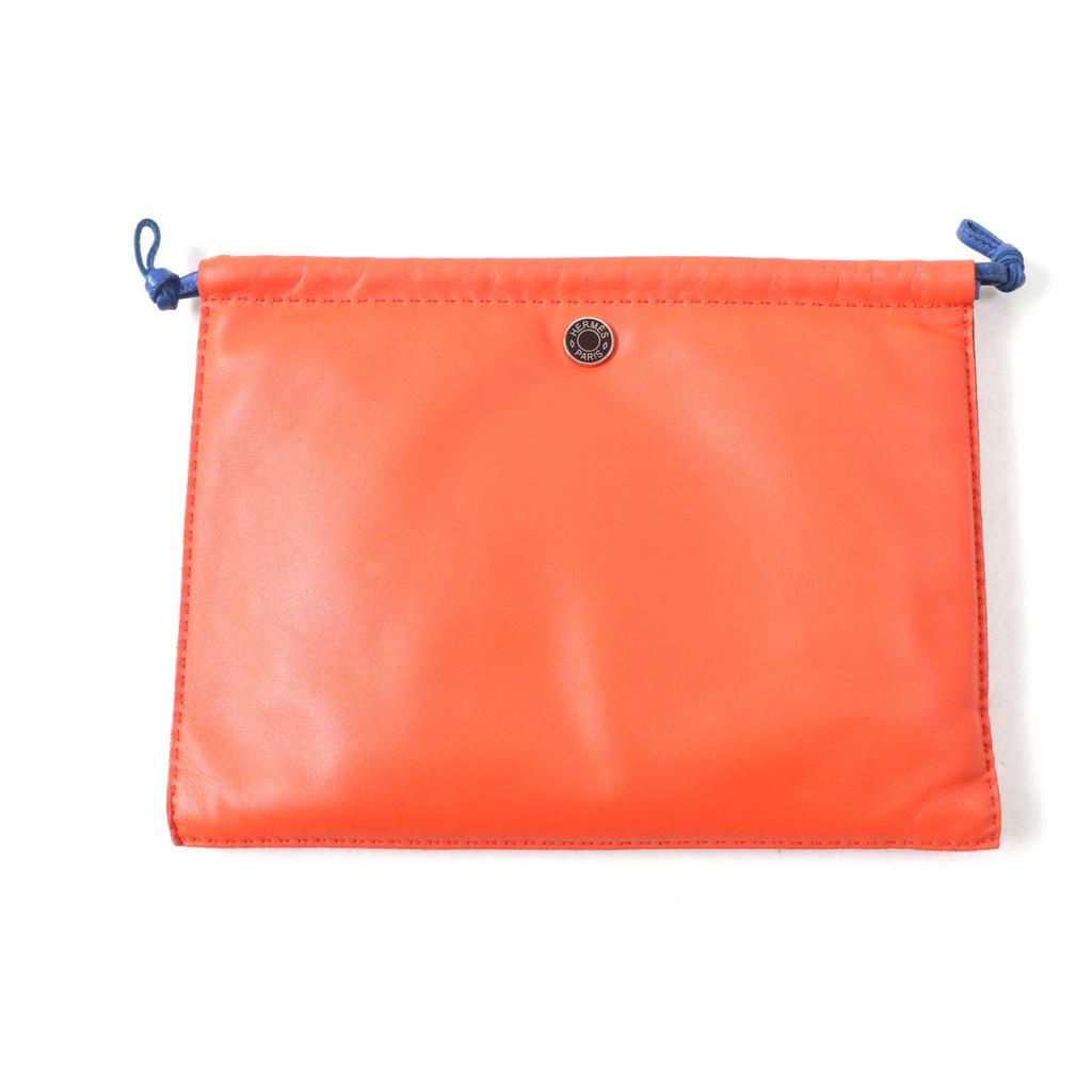 Very Good HERMES Cosmetics Pouch Pillow Anjou Miro Swift with Serie Buttons Used