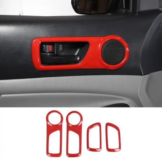 Fit For Toyota Tacoma 2011-2015 ABS Red Interior Door Handle Bowl Trim
