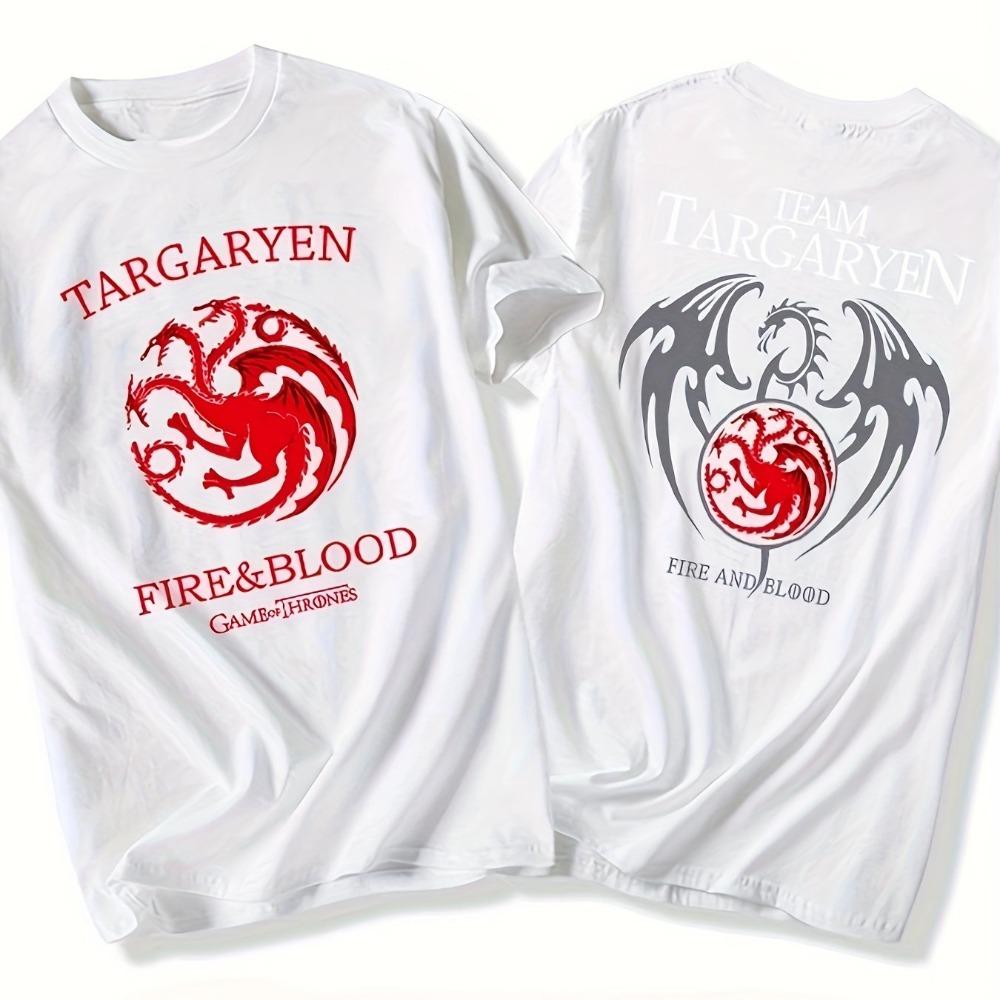 Classic Cool Men's Team Targaryen Pattern T Shirt Casual Short Sleeve Cotton Round Neck All Season Wear Design Casual Top