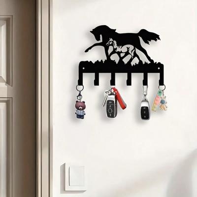 Elegant Black Metal Horse Wall Hook Bohemian Style for Living Room Office Easy Mount Wall Decor