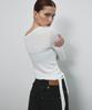 Saendeulig One Shoulder Unbalanced Strap T-Shirt_Ivory