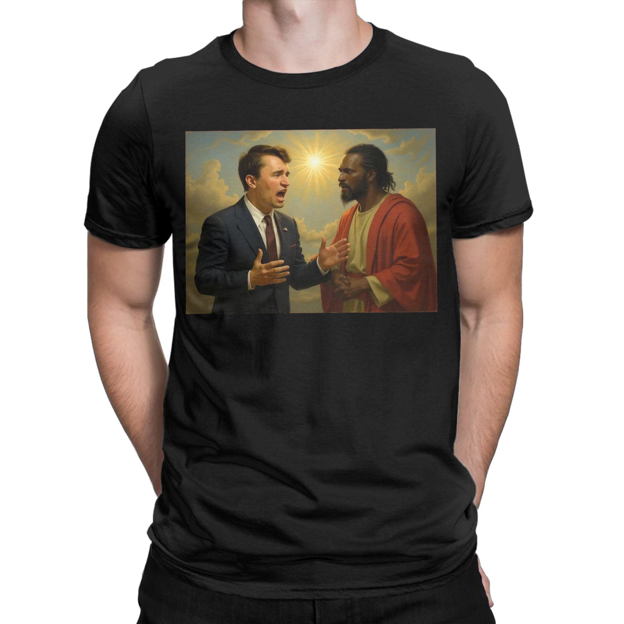 

Charlie Kirk Explaining Point Of View To Black Jesus in Heaven Men T Shirts Vintage Tees Short Sleeve T-Shirts Cotton Clothin... S разноцветный