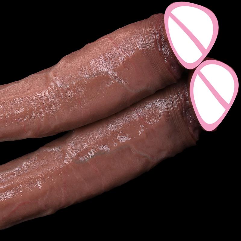 S M L Soft Realistic Anal Big Dildo Double Silicone Suction Cup Glans Penis Sex Toys for Men Women Gay Masturbation Orgasm Cock