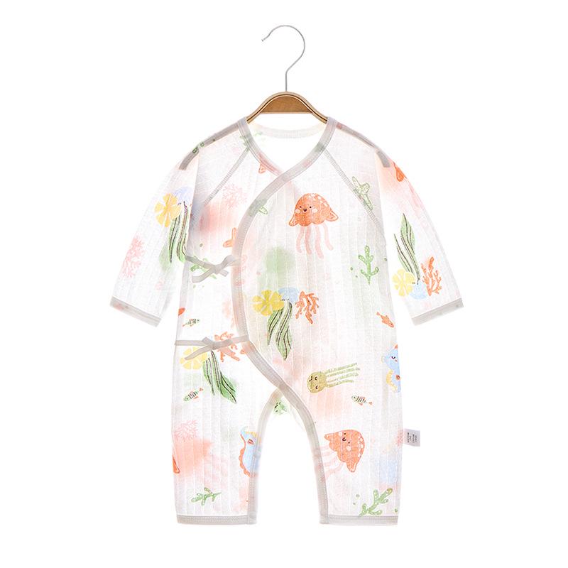 Newborn Pure Cotton Jacquard Bodysuit - Summer Cool, Breathable Baby Romper 52cm (2-3.5kg, 46-52cm)