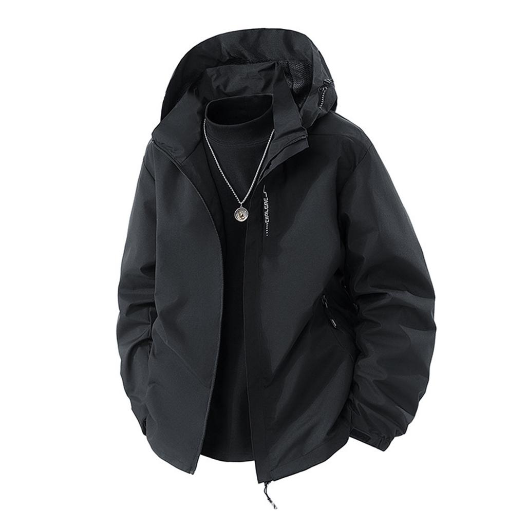 Men's Solid Color Jacket Men's Casual Cports Outdoor Mountaineering Waterproof Jacket