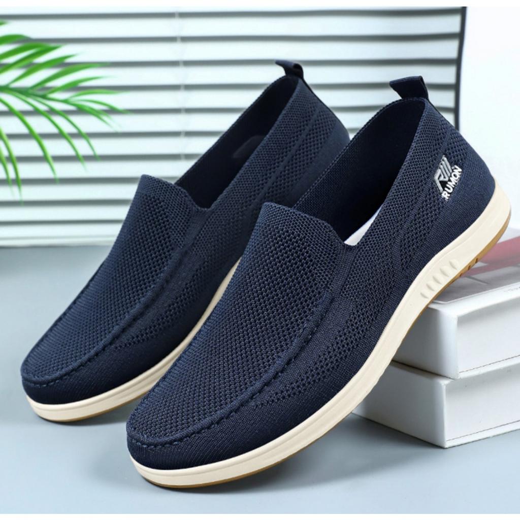 Pánská ležérní obuv, Fly Woven Vydutá Prodyšná Síťovaná Obuv Bez Zápachu, Boty na Jednu Nohu Látkové Boty