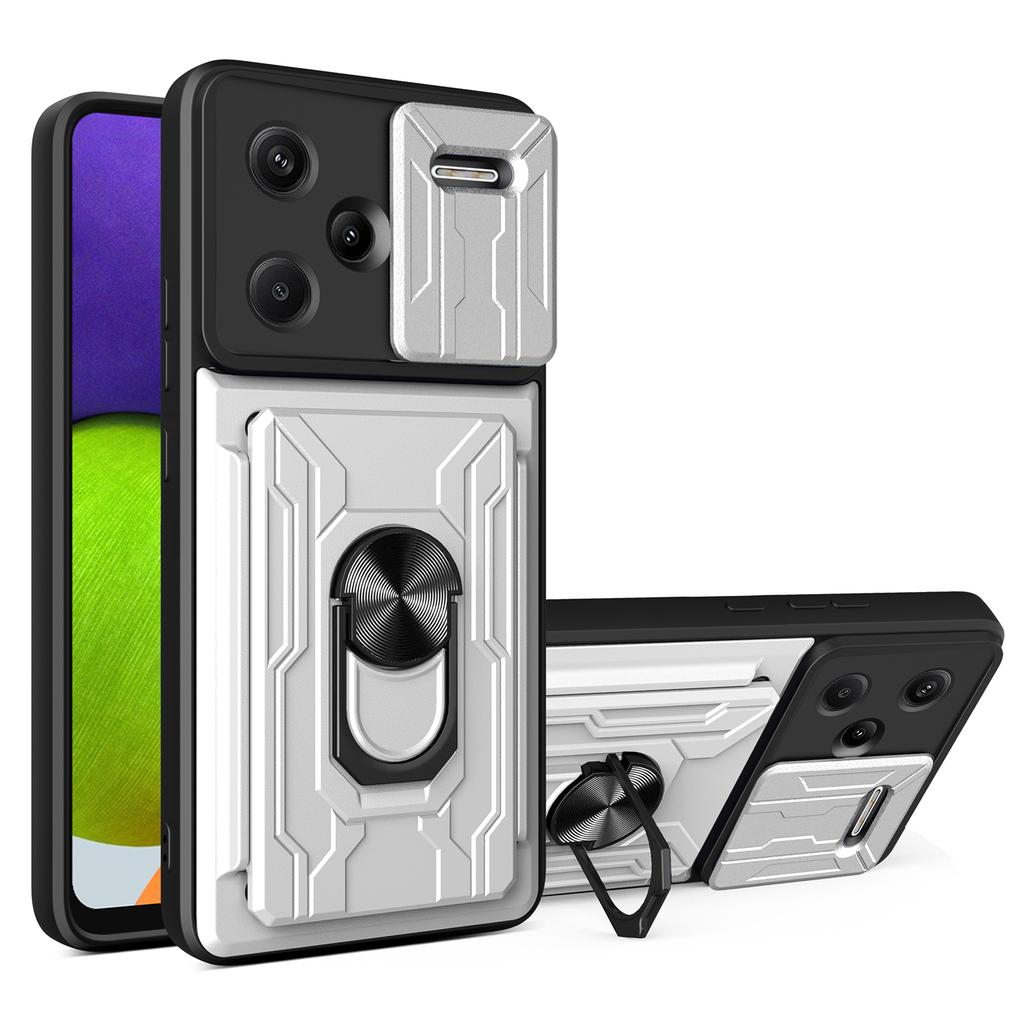 For Xiaomi Redmi Note 13 Pro+ 5G Case PC+TPU Kickstand Phone Back Cover with Camera Slider