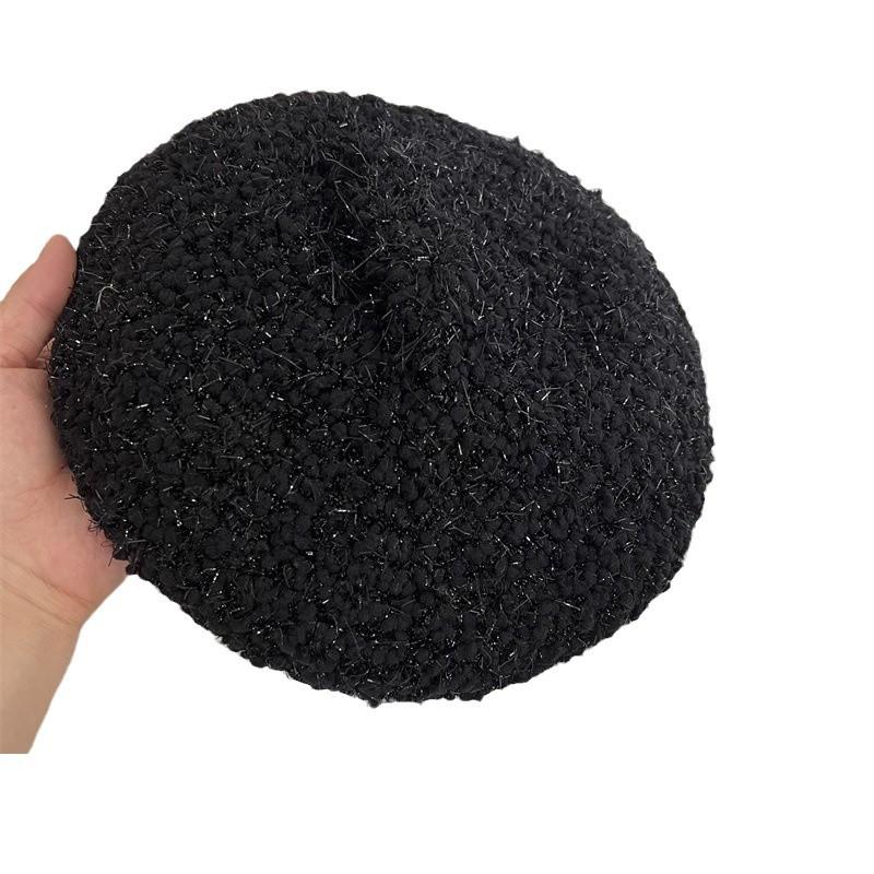 Trendy shiny peacock yarn beret female British retro bud hat versatile face small knitted painter hat