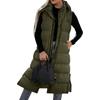 Women's Long Down Vest With Hood Winter Lightweight Long Slim Vest Jacket Sleeveless Vest
