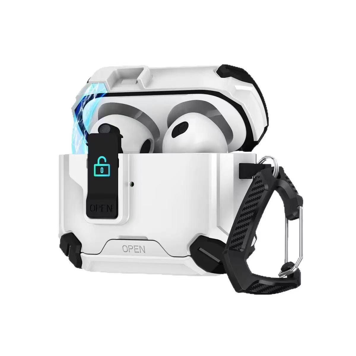 

Compatible with Apple AirPods 4 Pro 2/3 Case, Mecha Buckle Stand, Protective Cover for Men AirPods Pro 2