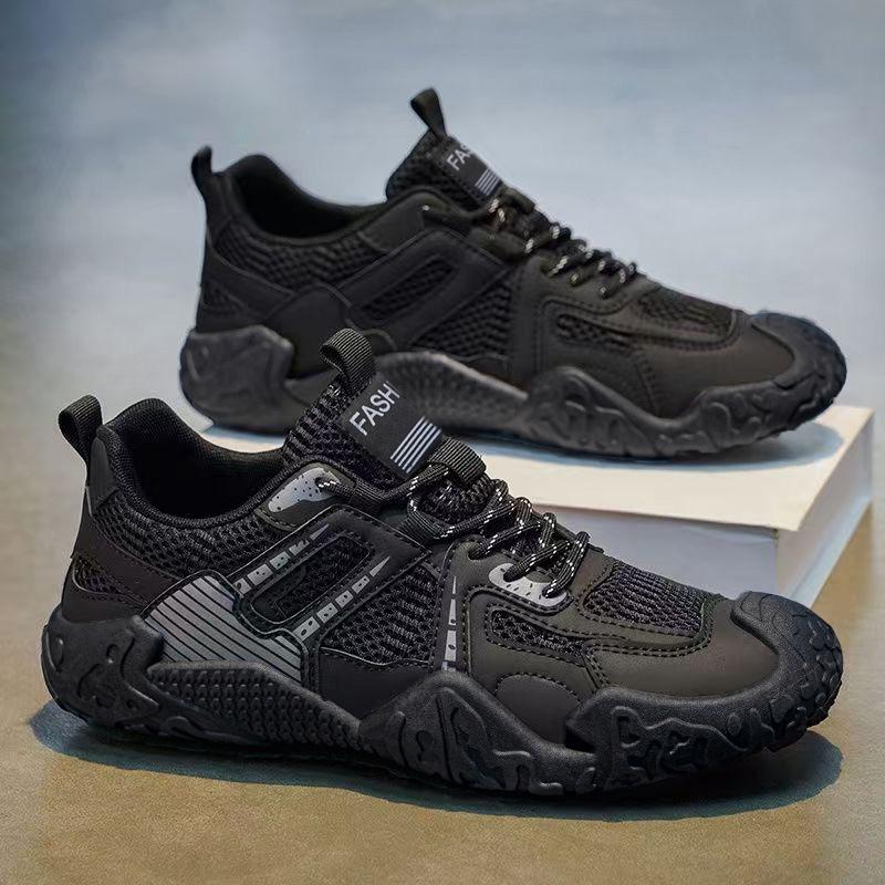 Men S Black Breathable Athletic Casual Shoes For Outdoor Hiking Wear Resistant