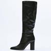 Fashion Retro Minimalist Square Head Slimming Cowhide Knee High Boots New Autumn Winter Women's Shopping Fashion Walk Show Long Boots 43