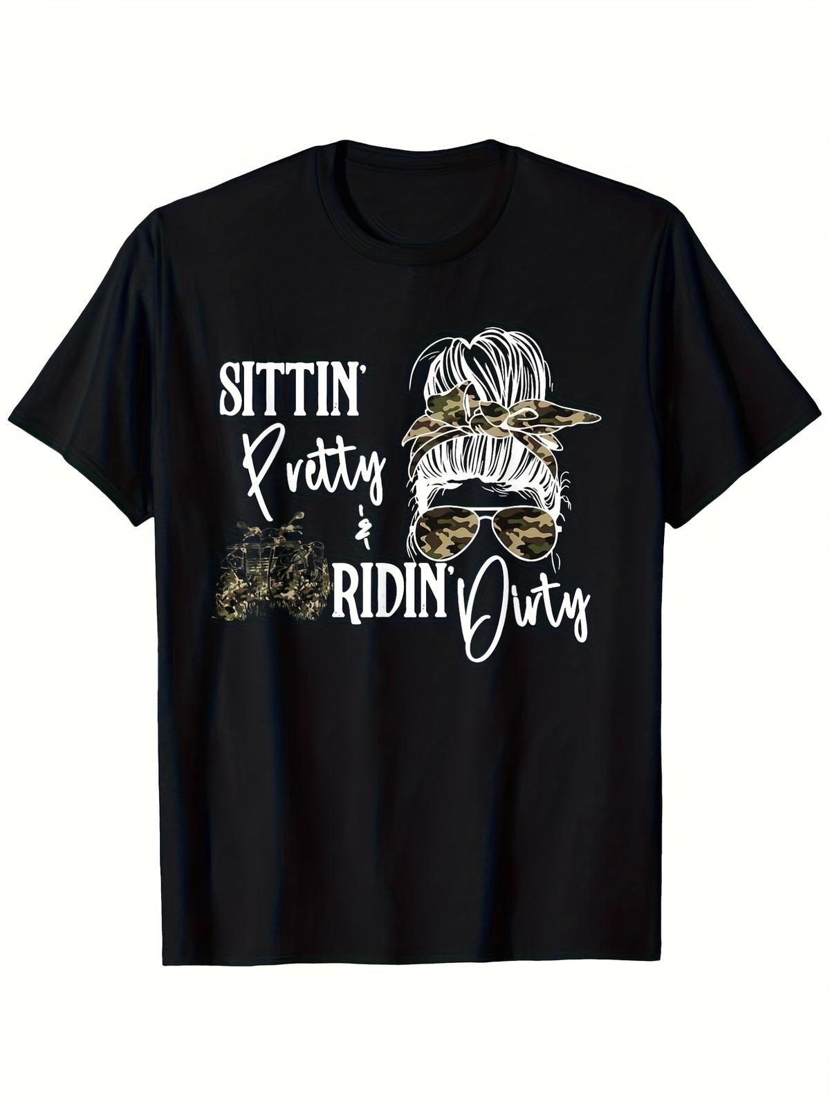 Men s & Women s Plus Size Cotton T-Shirt - Sittin Pretty & Ridin Dirty South S разноцветный