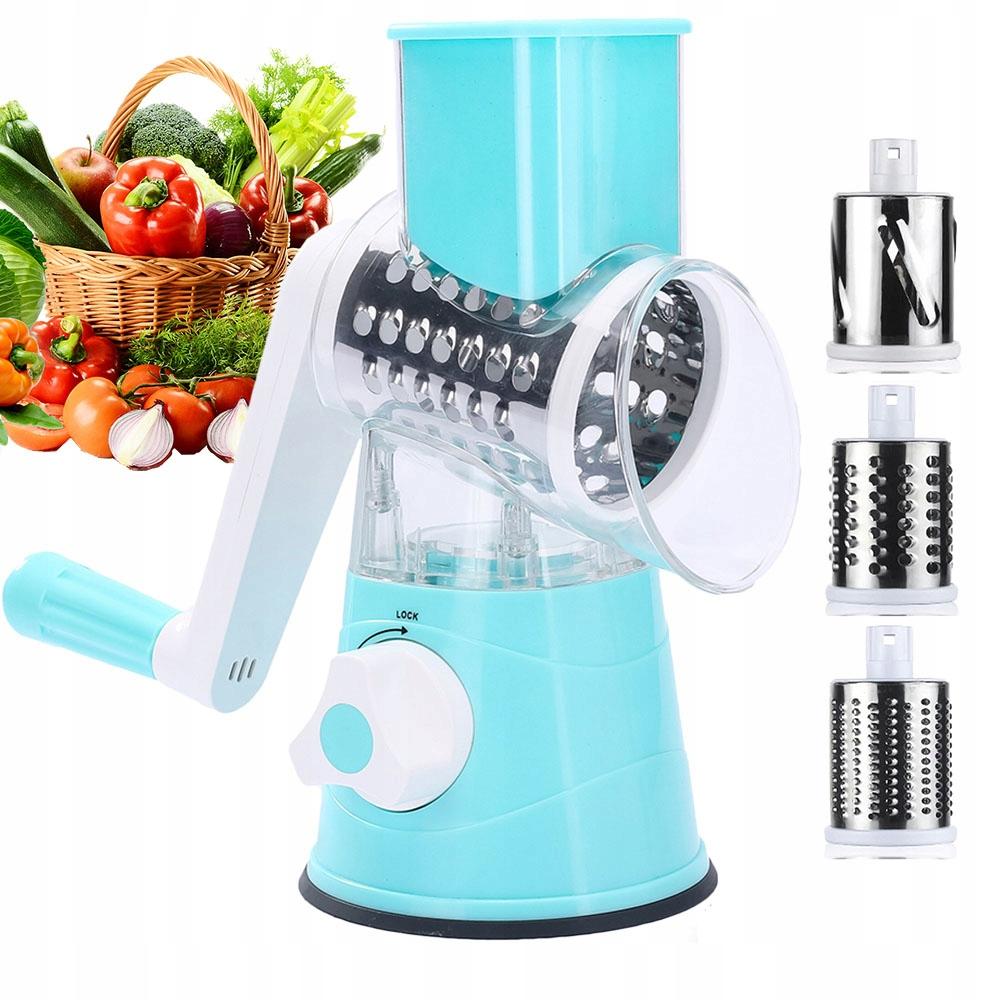 Manual shredder, rotating grater, 3 blades, 3-in-1 vegetable slicer
