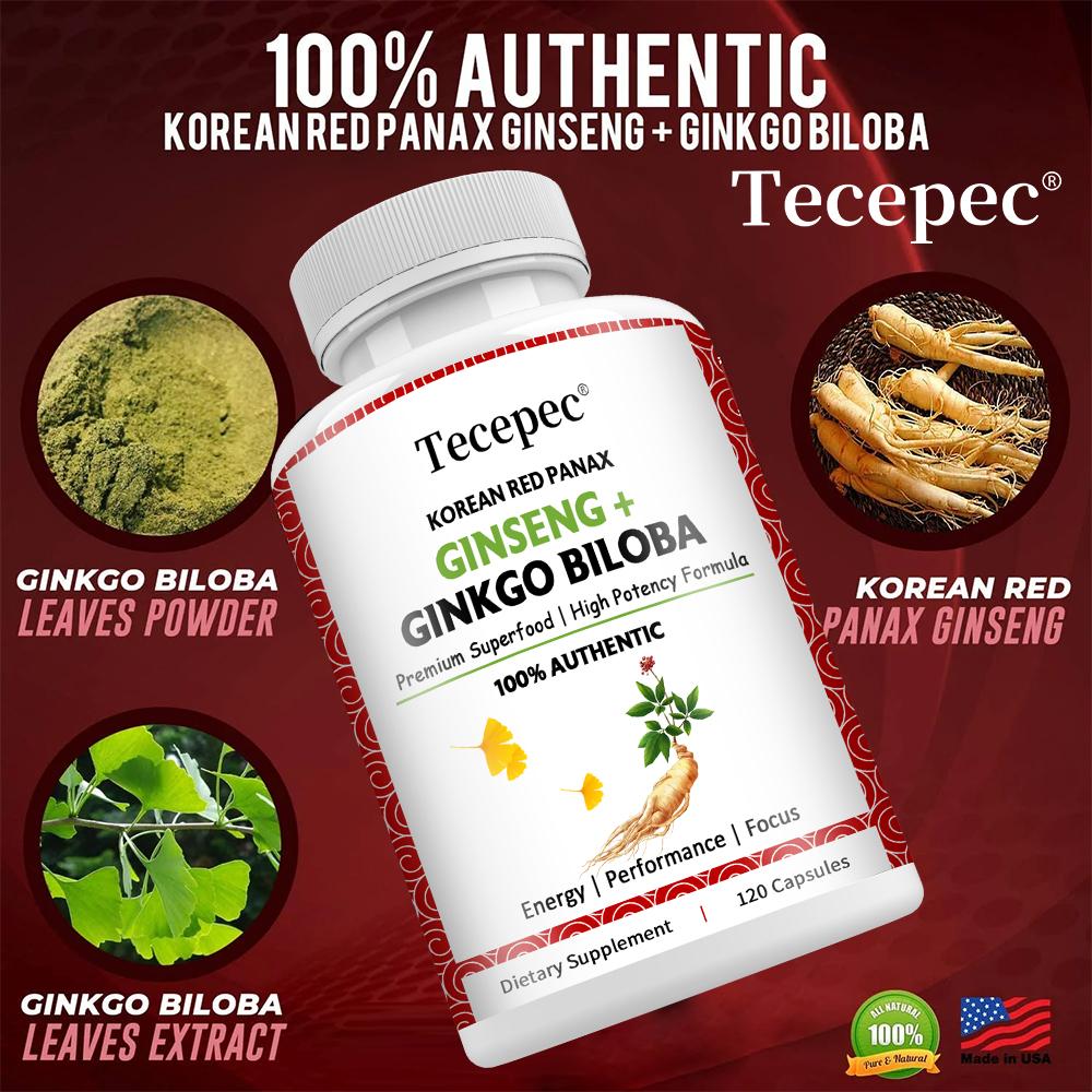 Ginkgo Biloba Leaves Extract Dietary Supplement, 120 Vegetable Capsules Per Bottle