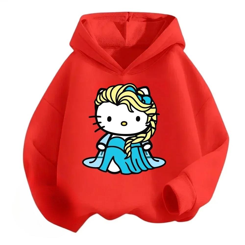 New Warm Children's Hoodies for Autumn and Winter, Cartoon Cat Pattern Boys' and Girls' Tops, Comfortable and Soft Sweatshirts
