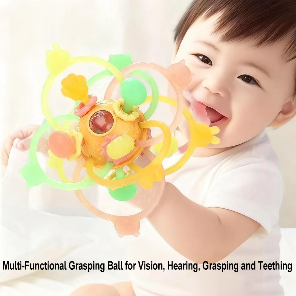 0-12 Months Baby Grasping Activity Baby Development Toys Rotating Rattle Ball Silicone Teether Baby Sensory Toys for Babies