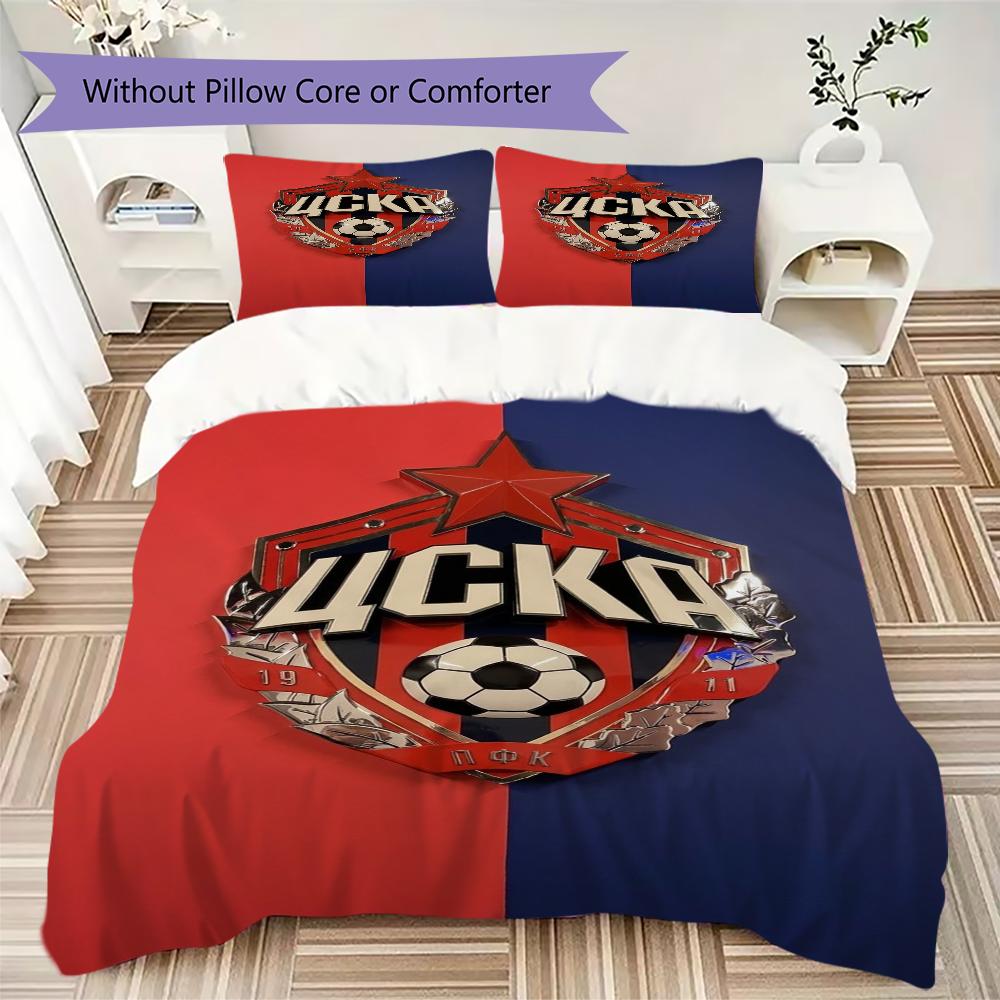 PFC CSKA Sofia Pattern Bedding uilt Set uilt Cover Pillowcase Home Decoration Birthday Gift (1 * duvet cover + 2 * pillowcase without core)