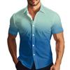 Herr Mode Tryckt Satin Kortärmad Skjorta Topp