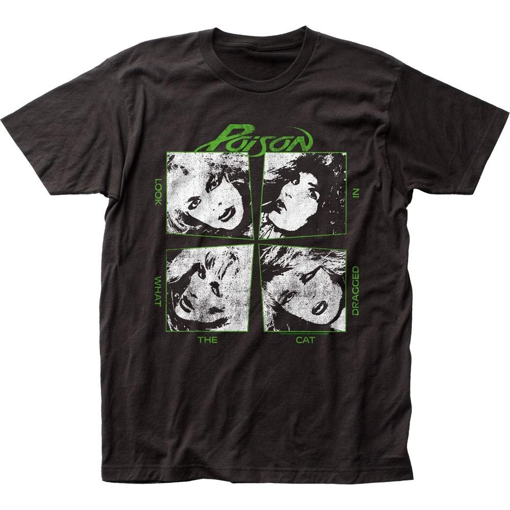 Poison Look What The Cat Dragged In Mens T Shirt Music Classic Rock Band Black XXL