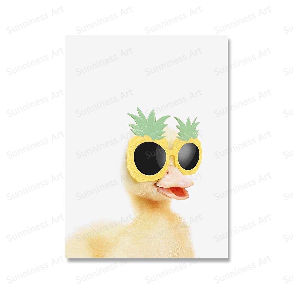 Funny Koala Monkey Duck Giraffe Posters Canvas Painting Animal In Sunglasses Wall Art Print Nursery Pictures For Kids Room Decor