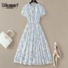 Women's Cinched-Waist Floral Print A-Line Summer Dress